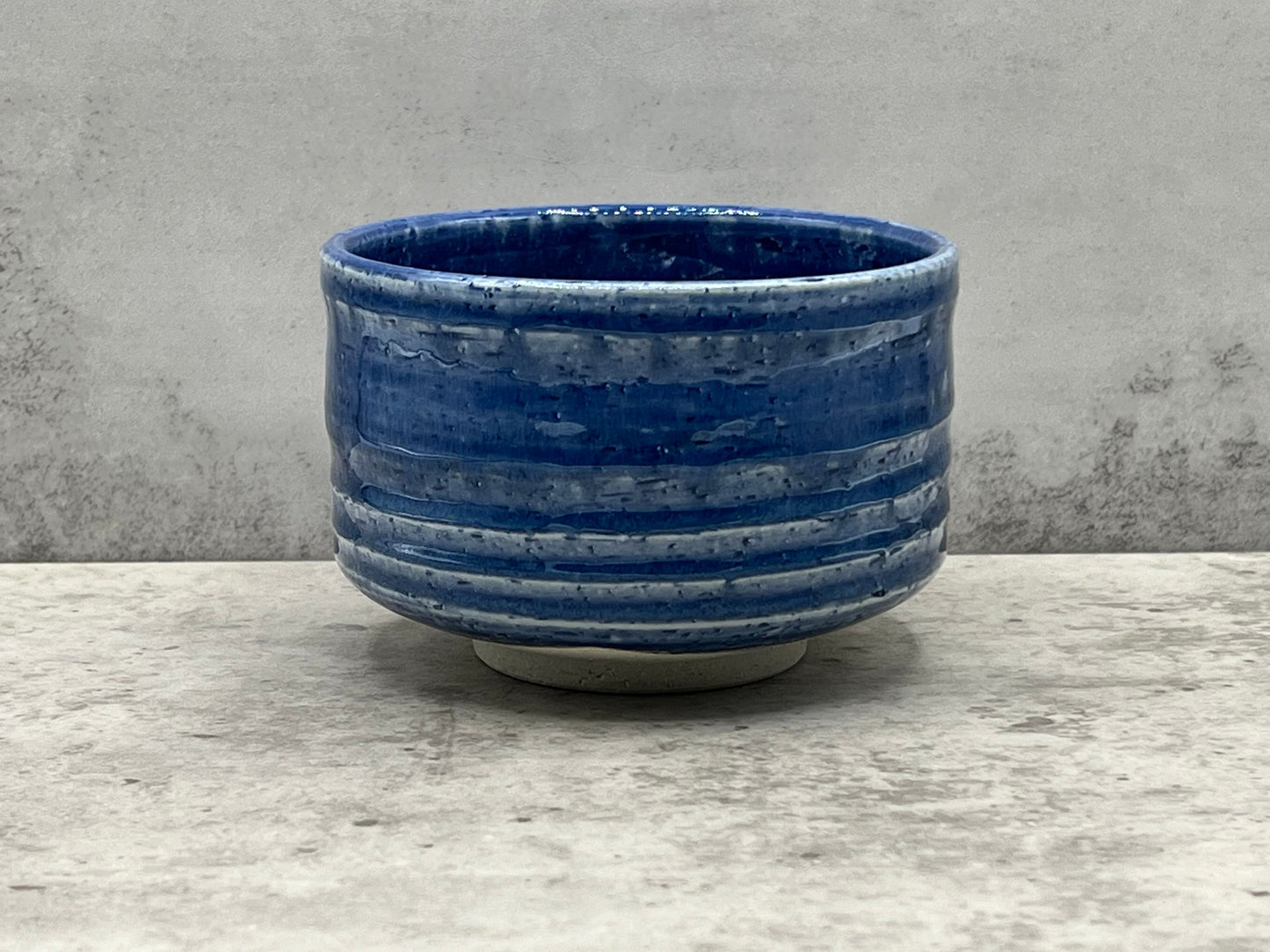 Ranyu Blue Mino-yaki Chawan - Japanese Matcha Bowl