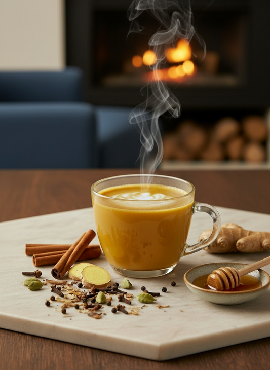 Heap of dried herbs and spices on a white background