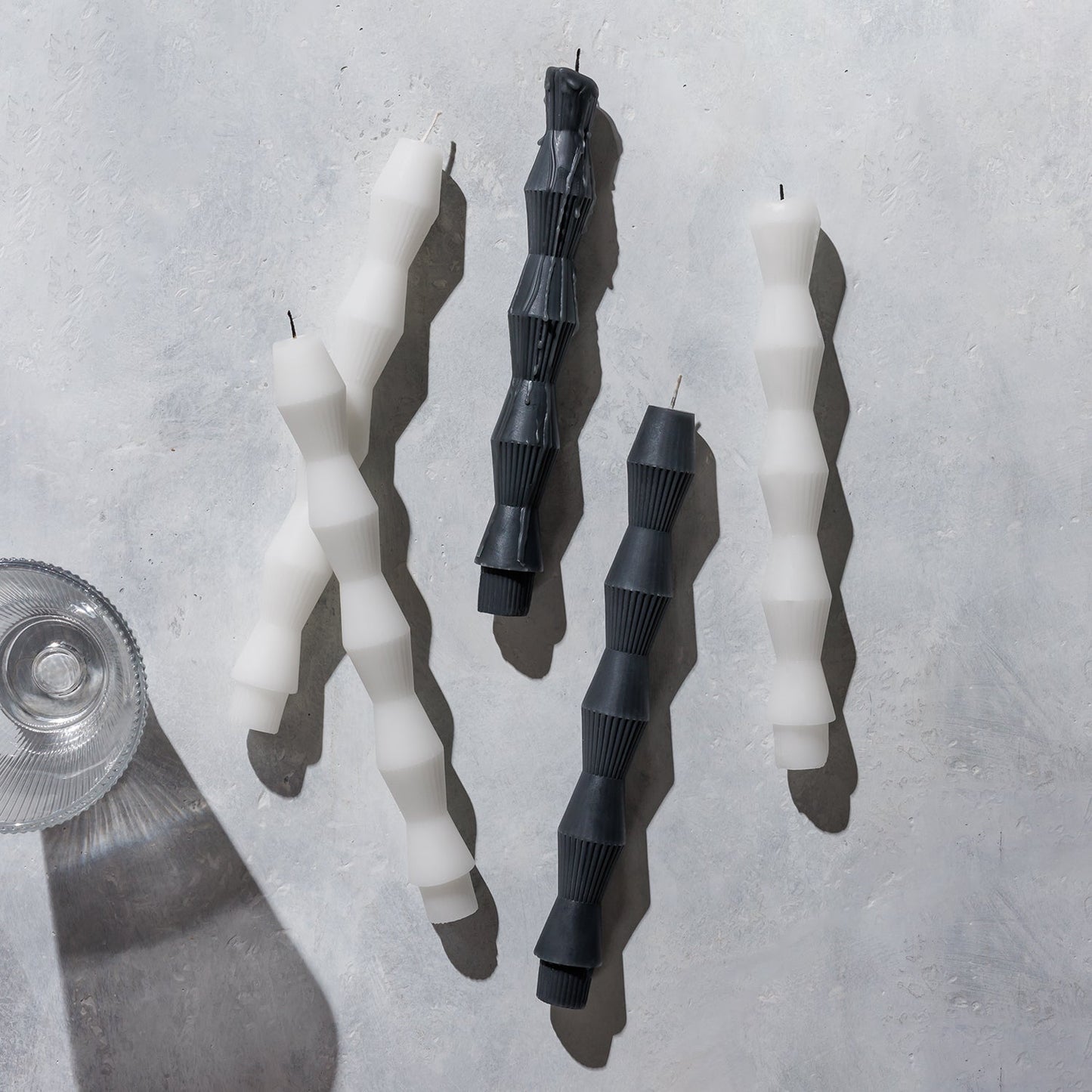 Ivory Geometric Pillar Candle (Set of 2)