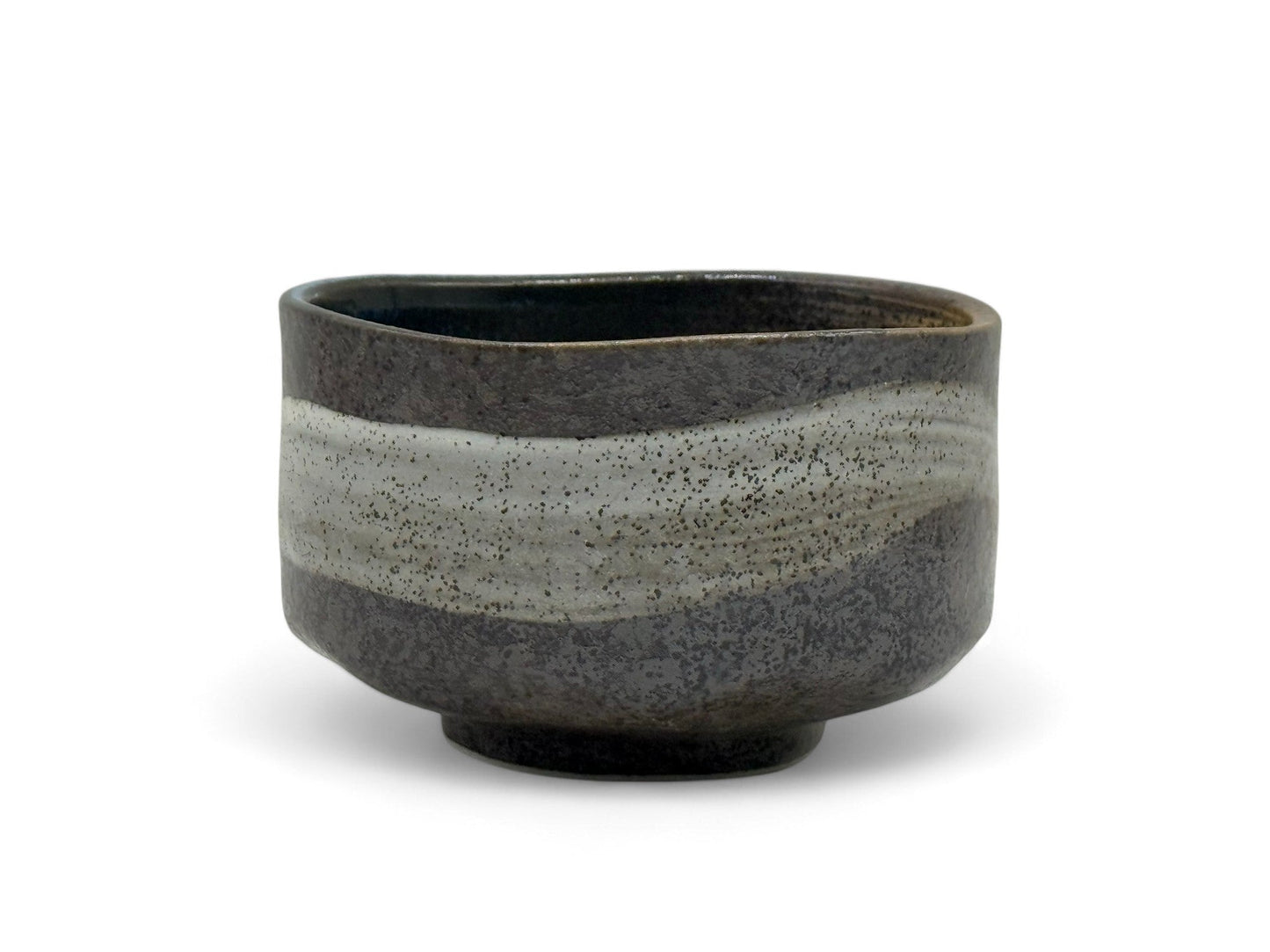 Brushstroke Brown Mino-yaki Chawan - Japanese Matcha Bowl