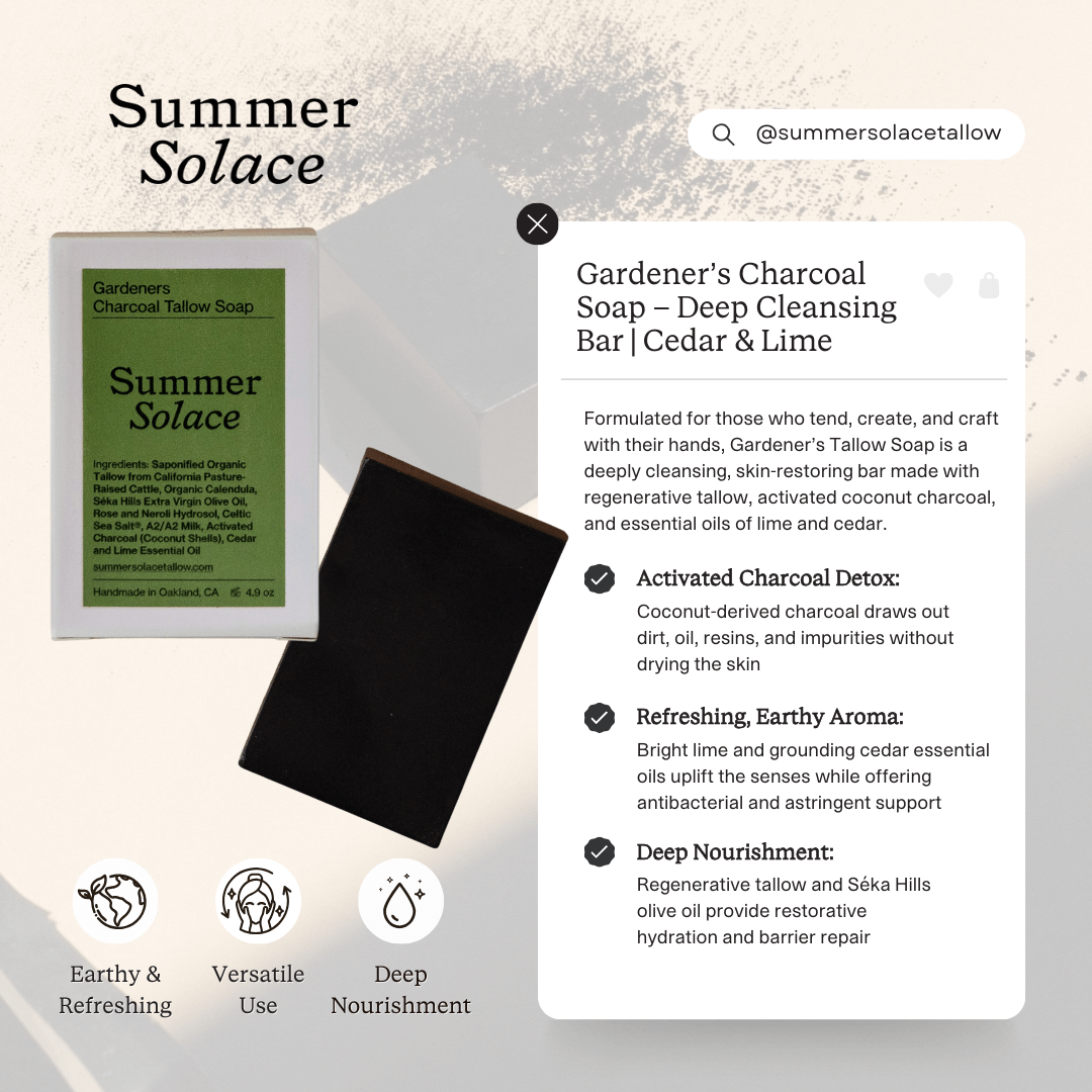 Gardener’s Charcoal Soap – Deep Cleansing Bar | Cedar & Lime
